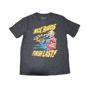 Angry Birds "Nice Birds Finish Last!" Gray Short Sleeved Shirt - Size Large